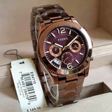 Fossil Perfect Boyfriend Multifunction Maroon Dial Maroon Steel Strap Watch for Women - ES4110 Authentic Buy Shop Now