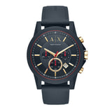 Armani Exchange Outerbanks Chronograph Blue Dial Blue Silicone Strap Watch For Men - AX1335 Authentic Buy Shop Now