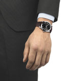 Tissot Gentleman Powermatic 80 Silicium Black Dial Brown Leather Strap Watch For Men - T127.407.16.051.01 Authentic Buy Shop Now