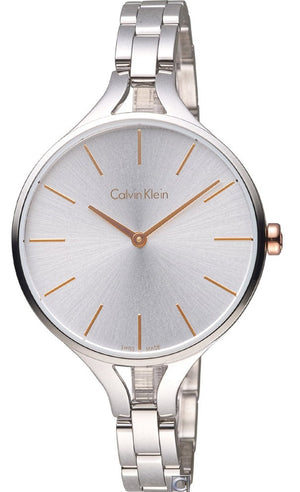 Calvin Klein Graphic Silver Dial Silver Steel Strap Watch for Women - K7E23B46 Authentic Buy Shop Now