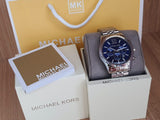 Michael Kors Lexington Chronograph Blue Dial Silver Steel Strap Watch for Men - MK8280 Authentic Buy Shop Now