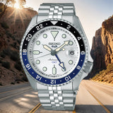 Seiko 5 Sports SKX GMT Automatic Sky Blue Dial Silver Steel Strap Watch For Men - SSK033K1 Authentic Buy Shop Now