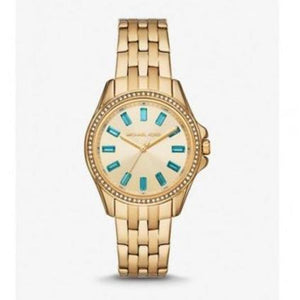 Michael Kors Mini Pilot Quartz Gold Dial Gold Steel Strap Watch For Women - MK7366 Authentic Buy Shop Now