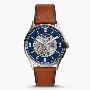 Fossil Forrester Luggage Automatic Skeleton Blue Dial Brown Leather Strap Watch for Men - ME3179 Authentic Buy Shop Now