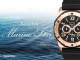 Bulova Marine Star Chronograph Black Dial Black Rubber Strap Watch for Men - 98B104 Authentic Buy Shop Now