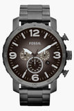 Fossil Nate Chronograph Gunmetal Dial Grey Steel Strap Watch for Men - JR1437 Authentic Buy Shop Now