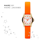 Marc Jacobs Henry Dinky White Dial Orange Leather Strap Watch for Women - MBM1236 Authentic Buy Shop Now