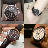 Guess Exec Chronograph Quartz Black Dial Black Leather Strap Watch for Men - W0076G1 Authentic Buy Shop Now