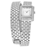 Michael Kors Emery Pave Double Wrap White Dial Silver Steel Strap Watch for Women - MK4834 Authentic Buy Shop Now