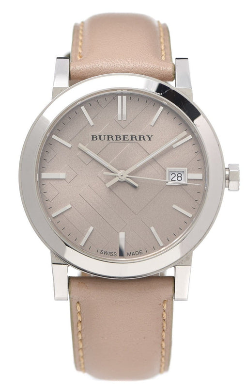 Burberry The City Silver Dial Beige Leather Strap Unisex Watch - BU9010 Authentic Buy Shop Now