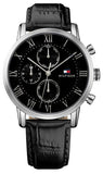 Tommy Hilfiger Kane Quartz Black Dial Black Leather Strap Watch for Men - 1791401 Authentic Buy Shop Now