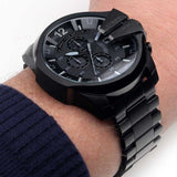 Diesel Mega Chief Chronograph Black Dial Black Steel Strap Watch For Men - DZ4355 Authentic Buy Shop Now