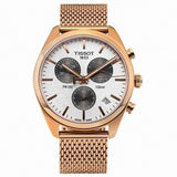 Tissot T Classic PR 100 Chronograph Silver Dial Rose Gold Mesh Bracelet Watch For Men - T101.417.33.031.01 Authentic Buy Shop Now