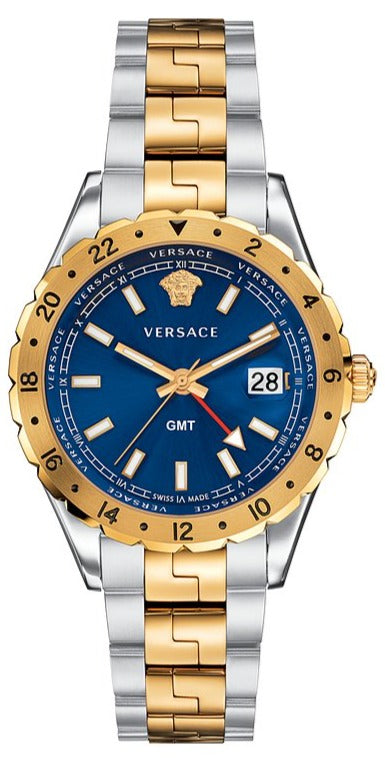 Versace Hellenyium GMT Blue Dial Two Tone Steel Strap Watch for Men - V11060017 Authentic Buy Shop Now