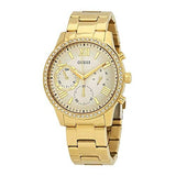 Guess Solar Chronograph Diamonds White Dial Gold Steel Strap Watch for Women - W1069L2 Authentic Buy Shop Now