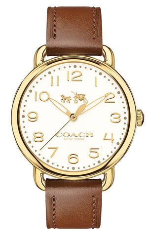 Coach Delancey White Dial Brown Leather Strap Watch for Women - 14502715 Authentic Buy Shop Now