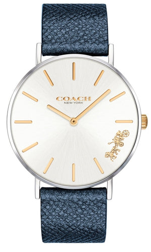 Coach Perry White Dial Blue Leather Strap Watch for Women - 14503156 Authentic Buy Shop Now