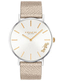 Coach Perry White Dial Beige Leather Strap Watch for Women - 14503157 Authentic Buy Shop Now