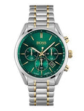 Hugo Boss Champion Chronograph Green Dial Two Tone Steel Strap Watch for Men - 1513878 Authentic Buy Shop Now