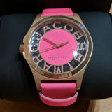 Marc Jacobs Henry Skeleton Pink Dial Pink Leather Strap Watch for Women - MBM1243 Authentic Buy Shop Now