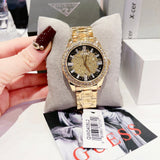 Guess Night Life Diamonds Black Dial Gold Steel Strap Watch for Women - GW0405L2 Authentic Buy Shop Now