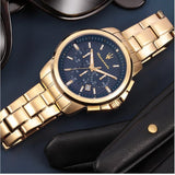 Maserati Successo Chronograph Blue Dial Gold Steel Strap Watch For Men - R8873621021 Authentic Buy Shop Now