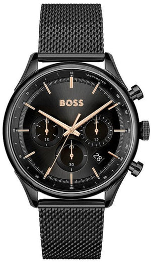 Hugo Boss Gregor Chronograph Black Dial Black Mesh Bracelet Watch For Men - 1514065 Authentic Buy Shop Now