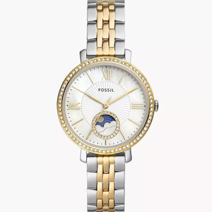 Fossil Jacqueline Analog Moonphase Mother of Pearl White Dial Two Tone Steel Strap Watch for Women - ES5166 Authentic Buy Shop Now