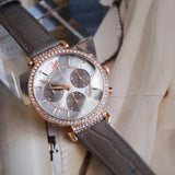 Swarovski Passage Chrono Grey Dial Grey Leather Strap Watch for Women - 5580348 Authentic Buy Shop Now