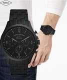 Fossil Forrester Chronograph Black Dial Black Steel Strap Watch for Men - FS5697 Authentic Buy Shop Now