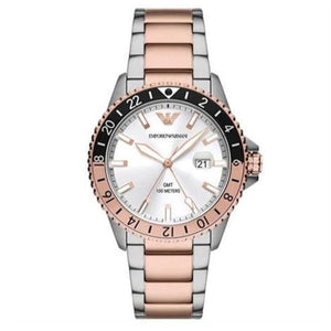 Emporio Armani Sea Explorer GMT Quartz White Dial Two Tone Steel Strap Watch For Men - AR11591 Authentic Buy Shop Now