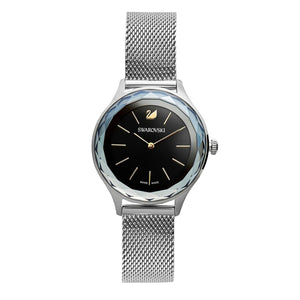 Swarovski Octea Nova Black Dial Silver Mesh Bracelet Watch for Women - 5430420 Authentic Buy Shop Now