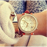 Michael Kors Parker Champagne Dial Orange Leather Strap Watch for Women - MK2279 Authentic Buy Shop Now