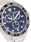 Versace Greca Dome Chronograph Blue Dial Silver Steel Strap Watch for Men - VE6K00323 Authentic Buy Shop Now
