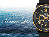 Bulova Marine Star Chronograph Black Dial Black Rubber Strap Watch for Men - 98B278 Authentic Buy Shop Now