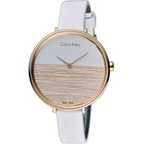 Calvin Klein Rise White Dial White Leather Strap Watch for Women - K7A236LH Authentic Buy Shop Now