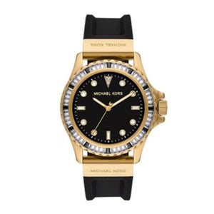 Michael Kors Everest Three-Hand Crystals Black Dial Black Rubber Strap Watch for Women - MK7440 Authentic Buy Shop Now