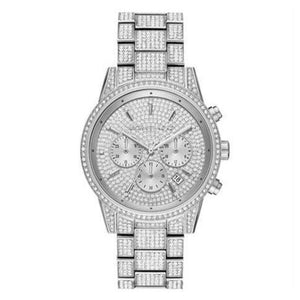 Michael Kors Ritz Chronograph Crystals Silver Dial Silver Steel Strap Watch for Women - MK6746 Authentic Buy Shop Now