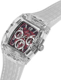Guess Phoenix Quartz Burgundy Dial Transparent Silicone Strap Watch For Men - GW0499G9 Authentic Buy Shop Now