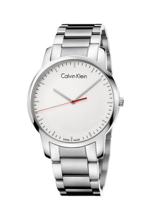 Calvin Klein City Quartz White Dial Silver Steel Strap Watch for Men - K2G2G1Z6 Authentic Buy Shop Now