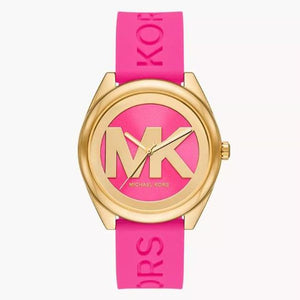 Michael Kors Janelle Quartz Pink Dial Pink Rubber Strap Watch For Women - MK7349 Authentic Buy Shop Now