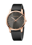 Calvin Klein City Quartz Grey Dial Black Leather Strap Watch for Men - K2G2G6C3 Authentic Buy Shop Now