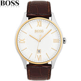 Hugo Boss Classic White Dial Brown Leather Strap Watch for Men - 1513486 Authentic Buy Shop Now
