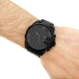 Diesel Mega Chief Chronograph Black Dial Black Steel Strap Watch For Men - DZ4355 Authentic Buy Shop Now