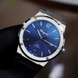 Salvatore Ferragamo F-80 Classic Blue Dial Blue Leather Strap Watch for Men - SFDT00319 Authentic Buy Shop Now