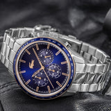 Lacoste Boston Chronograph Blue Dial Silver Steel Strap Watch for Men - 2011081 Authentic Buy Shop Now