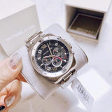 Michael Kors Brecken Chronograph Quartz Black Dial Silver Steel Strap Watch For Men - MK8438 Authentic Buy Shop Now