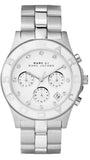 Marc Jacobs Blade Chronograph White Dial Silver Steel Strap Watch for Women - MBM3080 Authentic Buy Shop Now
