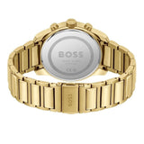 Hugo Boss Trace Chronograph Black Dial Gold Steel Strap Watch For Men - 1514006 Authentic Buy Shop Now