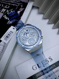 Guess Athena Active Life Clear White Dial Blue Rubber Strap Watch for Women - GW0409L1 Authentic Buy Shop Now
